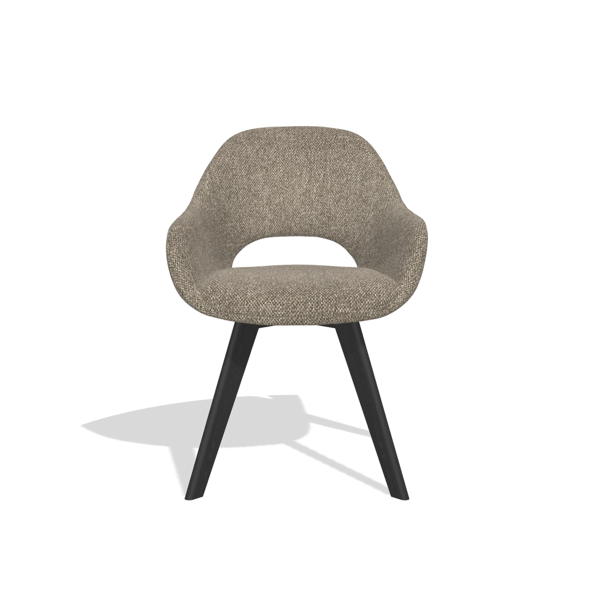 Dining Chair Marino 6608 in Cayenne 55 fabric (taupe), black legs, front view