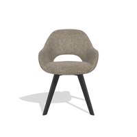 Dining Chair Marino 6608 in Cayenne 55 fabric (taupe), black legs, front view