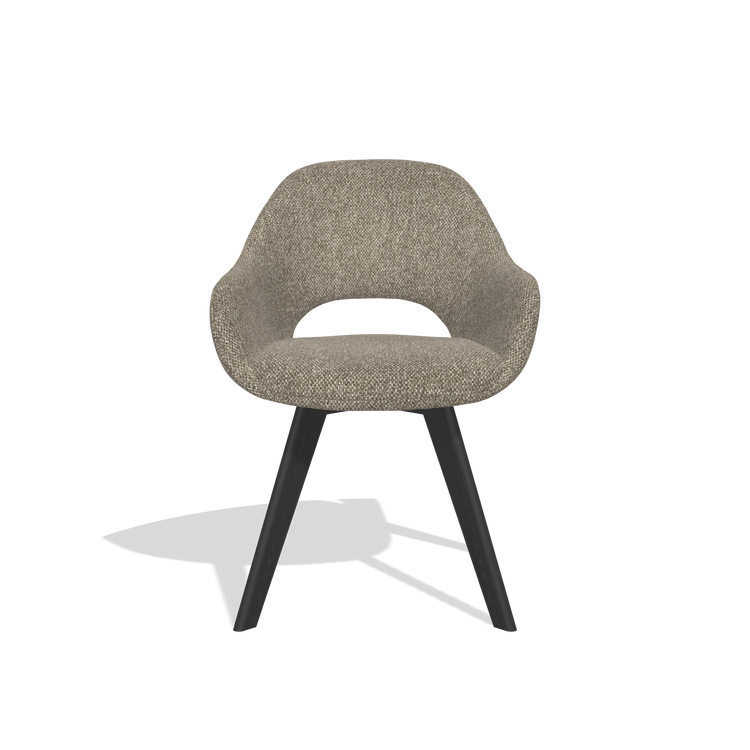 Dining Chair Marino 6608 in Cayenne 55 fabric (taupe), black legs, front view