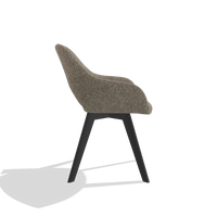 Dining Chair Marino 6608 in Cayenne 55 fabric (taupe), black legs, side view