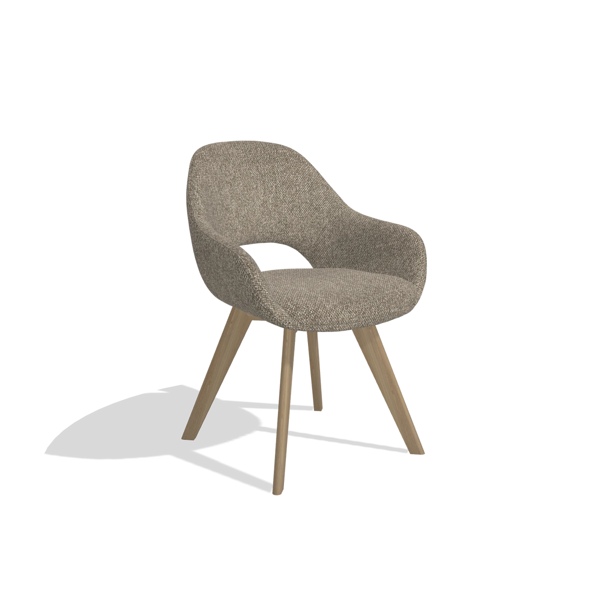 Dining Chair Marino 6608 in Cayenne 55 fabric (taupe), natural legs, angled view