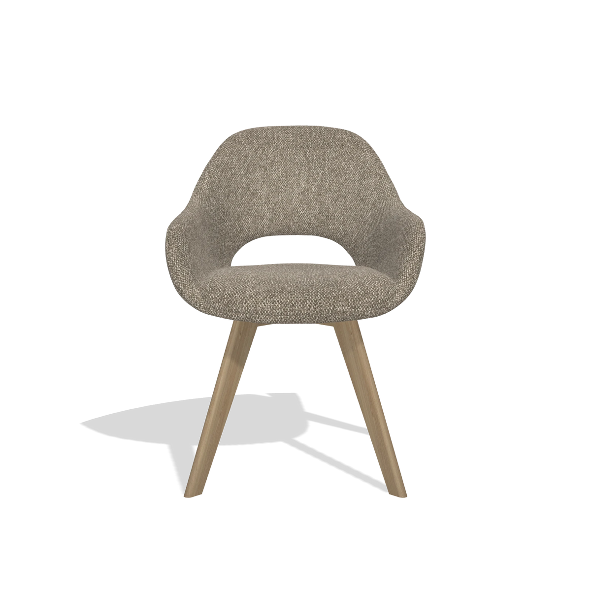 Dining Chair Marino 6608 in Cayenne 55 fabric (taupe), natural legs, front view