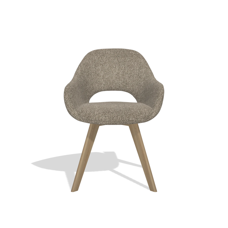 Dining Chair Marino 6608 in Cayenne 55 fabric (taupe), natural legs, front view