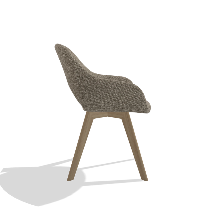 Dining Chair Marino 6608 in Cayenne 55 fabric (taupe), natural legs, side view