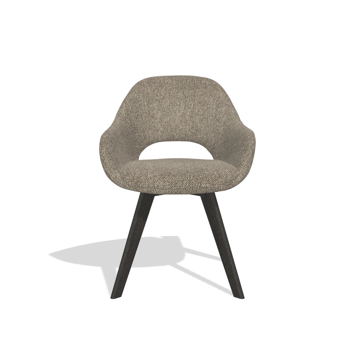 Dining Chair Marino 6608 in Cayenne 55 fabric (taupe), tobacco legs, front view
