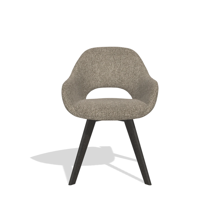 Dining Chair Marino 6608 in Cayenne 55 fabric (taupe), tobacco legs, front view