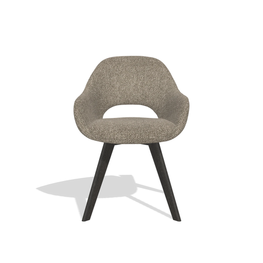 Chaise de salle à manger Marino 6608 en tissu Cayenne 55 (taupe), pieds en tabac, vue de face