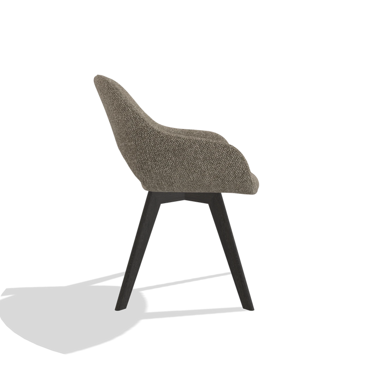 Dining Chair Marino 6608 in Cayenne 55 fabric (taupe), tobacco legs, side view