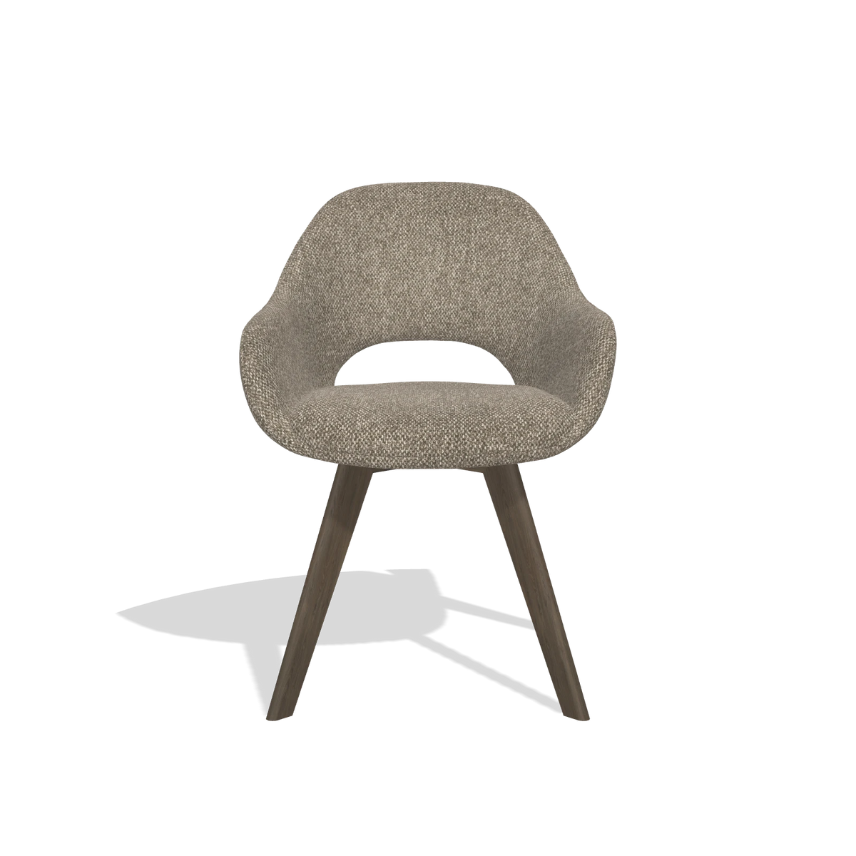 Dining Chair Marino 6608 in Cayenne 55 fabric (taupe), walnut legs, front view