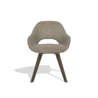 Dining Chair Marino 6608 in Cayenne 55 fabric (taupe), walnut legs, front view