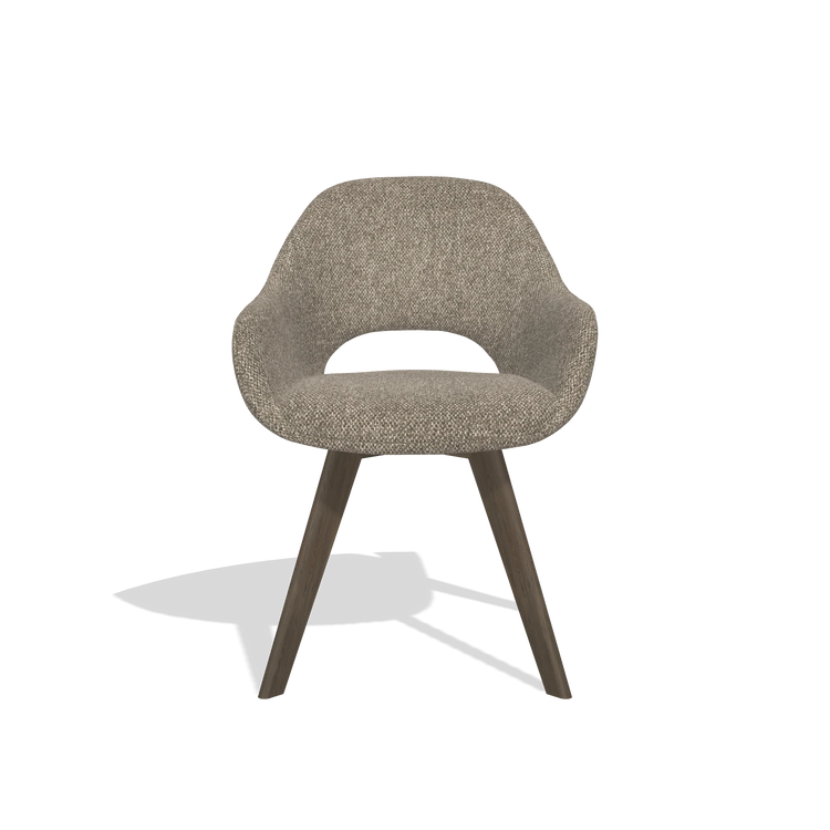 Dining Chair Marino 6608 in Cayenne 55 fabric (taupe), walnut legs, front view
