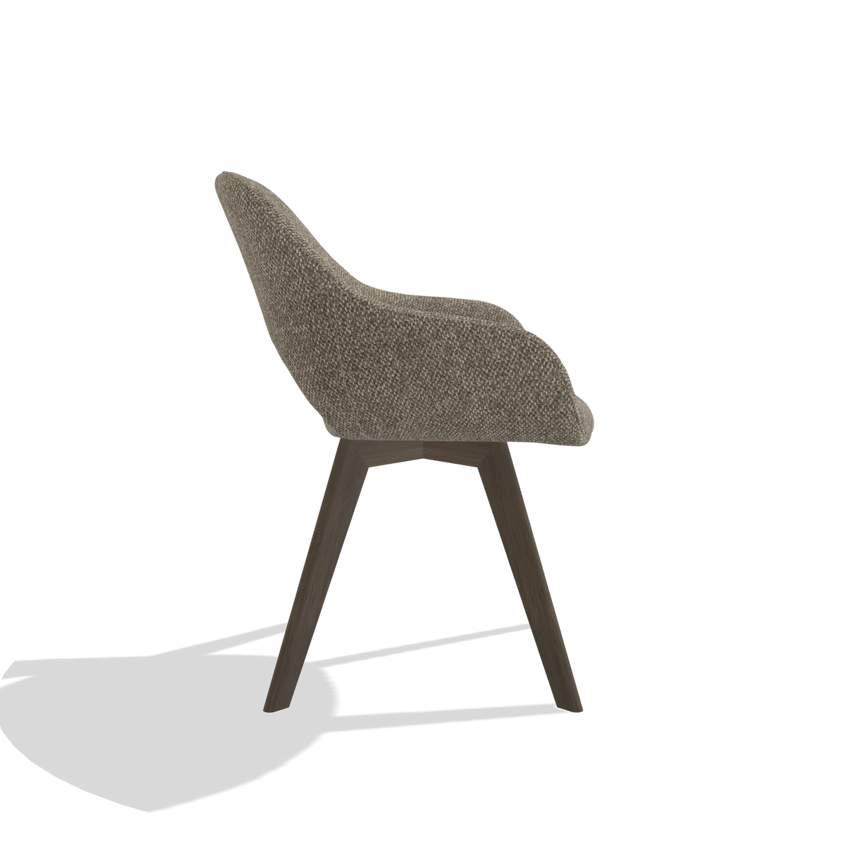 Dining Chair Marino 6608 in Cayenne 55 fabric (taupe), walnut legs, side view