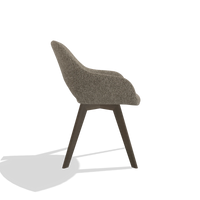 Dining Chair Marino 6608 in Cayenne 55 fabric (taupe), walnut legs, side view