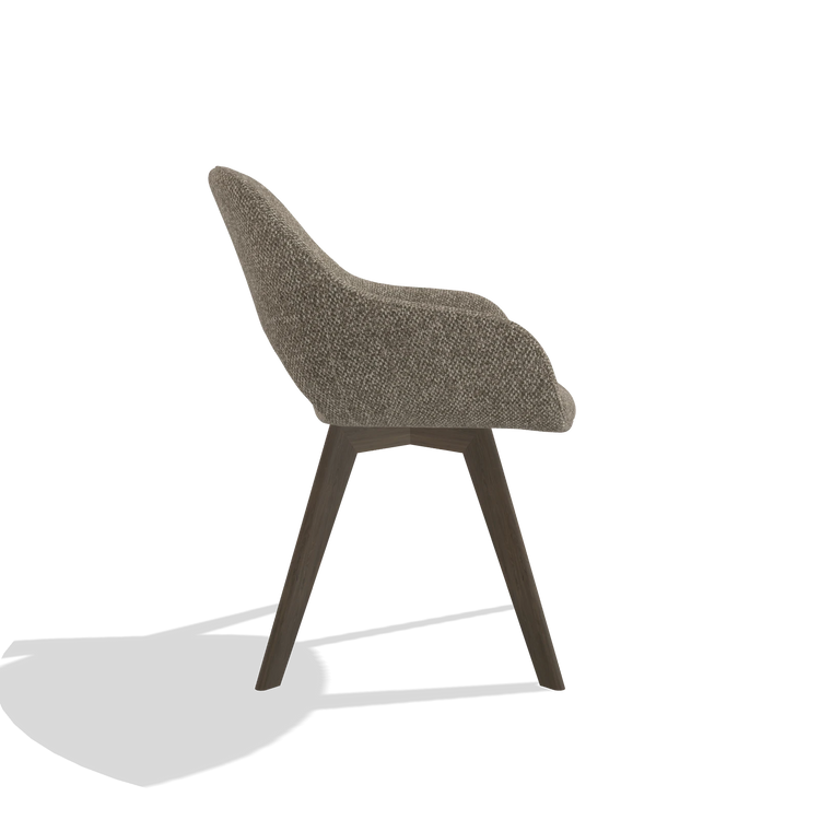 Dining Chair Marino 6608 in Cayenne 55 fabric (taupe), walnut legs, side view
