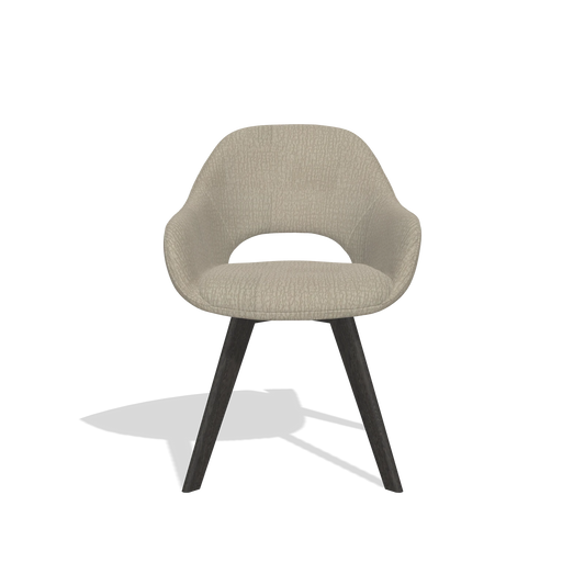 Chaise de salle à manger Marino 6608 en tissu Energy 05 (grège), pieds en tabac, vue de face