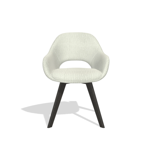 Chaise de salle à manger Marino 6608 en tissu Energy 101 (gris clair), pieds en tabac, vue de face