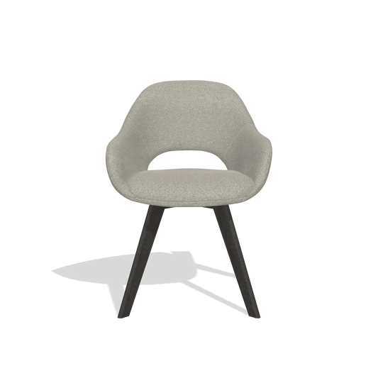 Chaise de salle à manger Marino 6608 en tissu Glory 01 (grège), pieds en tabac, vue de face