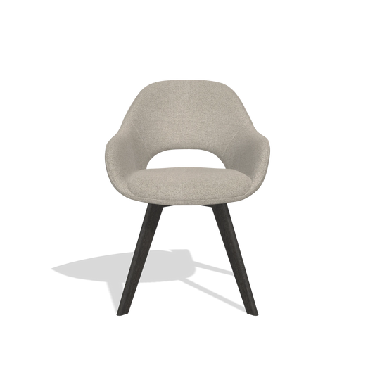 Chaise de salle à manger Marino 6608 en tissu Glory 05 (grège), pieds en tabac, vue de face