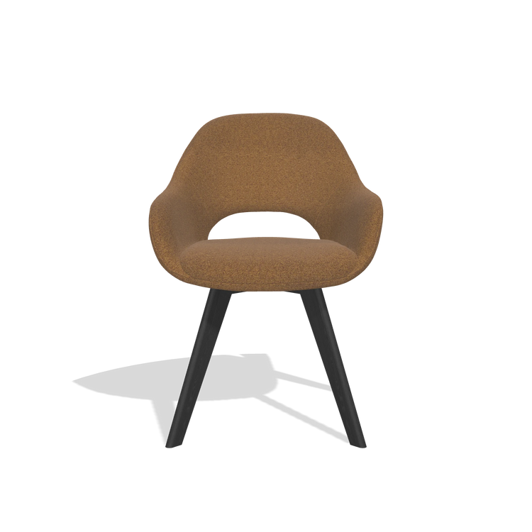 Sedia da pranzo Marino 6608 in tessuto Glory 16 (marrone), gambe in nero, vista frontale
