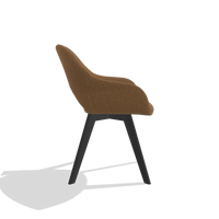 Sedia da pranzo Marino 6608 in tessuto Glory 16 (marrone), gambe in nero, vista laterale