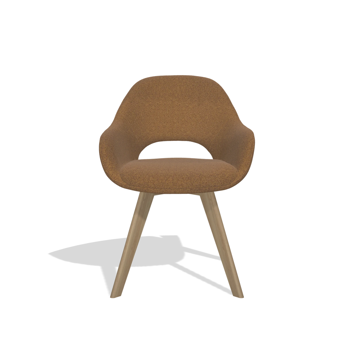 Sedia da pranzo Marino 6608 in tessuto Glory 16 (marrone), gambe in naturale, vista frontale