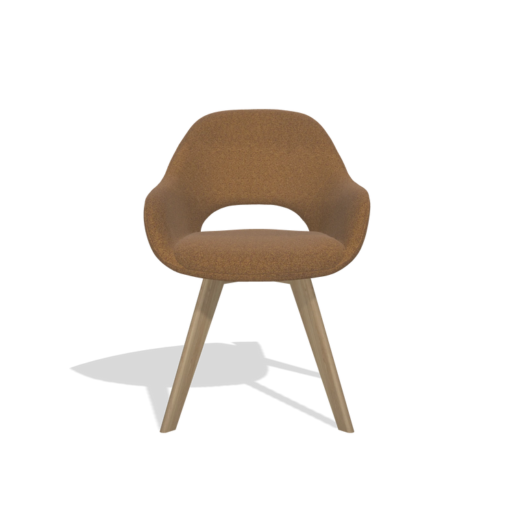 Sedia da pranzo Marino 6608 in tessuto Glory 16 (marrone), gambe in naturale, vista frontale