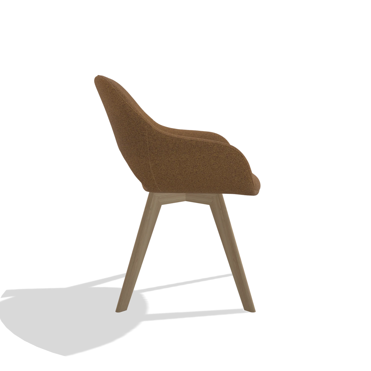Sedia da pranzo Marino 6608 in tessuto Glory 16 (marrone), gambe in naturale, vista laterale