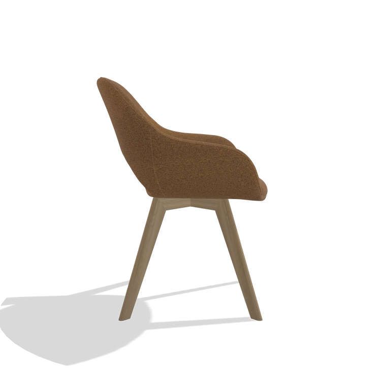 Sedia da pranzo Marino 6608 in tessuto Glory 16 (marrone), gambe in naturale, vista laterale
