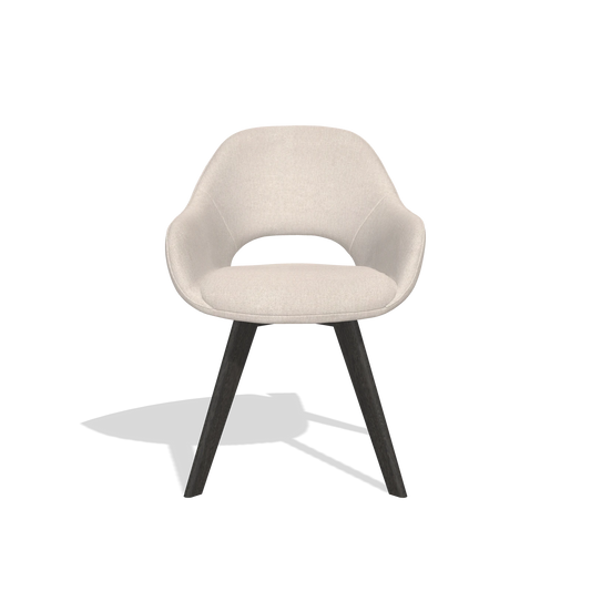 Chaise de salle à manger Marino 6608 en tissu Guard 01 (gris clair), pieds en tabac, vue de face