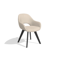 Dining Chair Marino 6608 in Guard 05 fabric (light grey), black legs, angled view