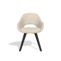 Dining Chair Marino 6608 in Guard 05 fabric (light grey), black legs, front view