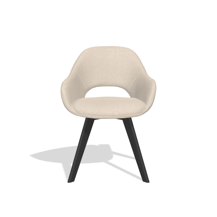 Dining Chair Marino 6608 in Guard 05 fabric (light grey), black legs, front view