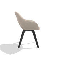Dining Chair Marino 6608 in Guard 05 fabric (light grey), black legs, side view