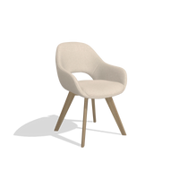 Dining Chair Marino 6608 in Guard 05 fabric (light grey), natural legs, angled view