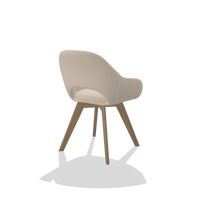 Dining Chair Marino 6608 in Guard 05 fabric (light grey), natural legs, back angled view
