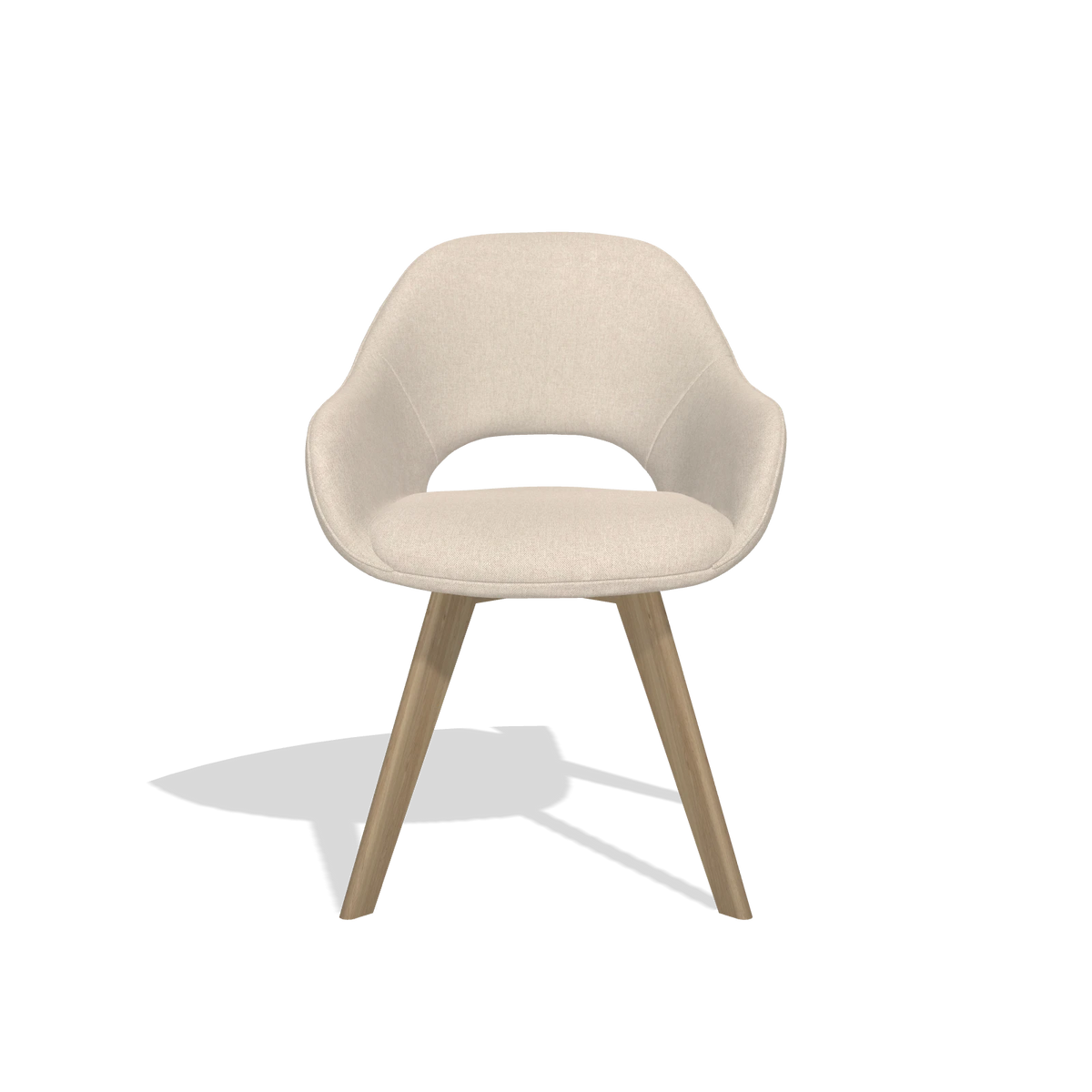 Dining Chair Marino 6608 in Guard 05 fabric (light grey), natural legs, front view