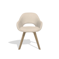 Dining Chair Marino 6608 in Guard 05 fabric (light grey), natural legs, front view