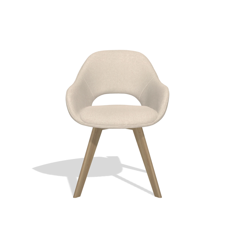 Dining Chair Marino 6608 in Guard 05 fabric (light grey), natural legs, front view