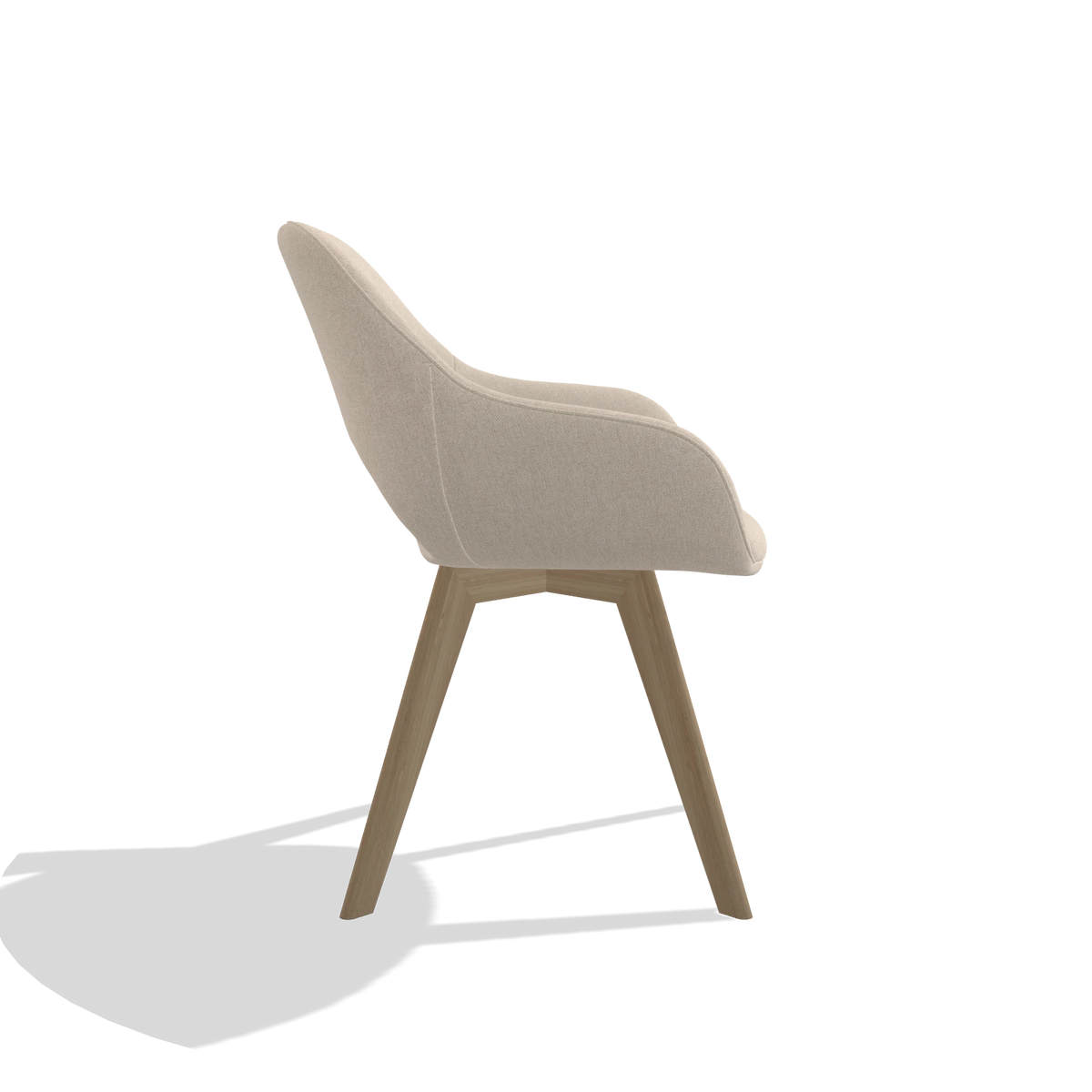 Dining Chair Marino 6608 in Guard 05 fabric (light grey), natural legs, side view