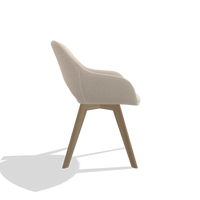 Dining Chair Marino 6608 in Guard 05 fabric (light grey), natural legs, side view