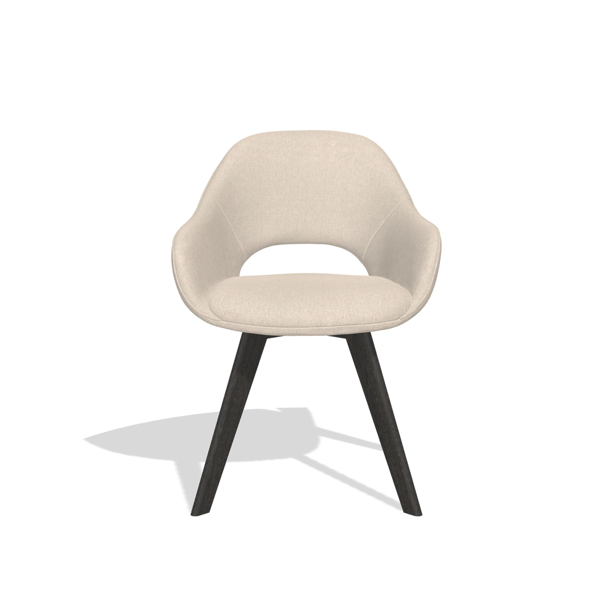 Dining Chair Marino 6608 in Guard 05 fabric (light grey), tobacco legs, front view