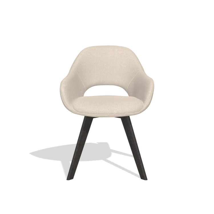 Dining Chair Marino 6608 in Guard 05 fabric (light grey), tobacco legs, front view