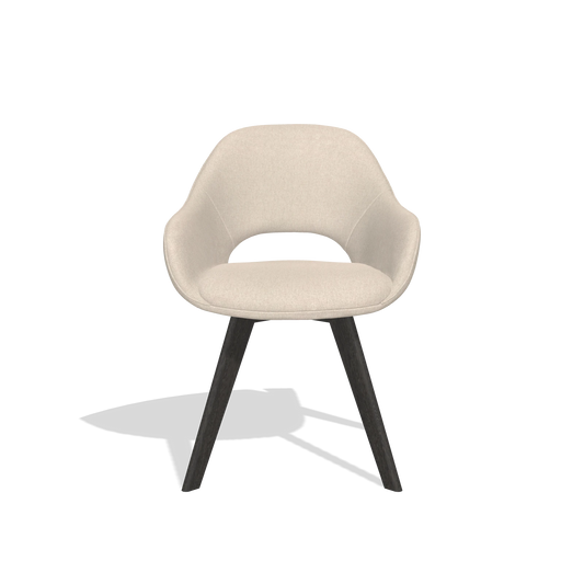 Chaise de salle à manger Marino 6608 en tissu Guard 05 (gris clair), pieds en tabac, vue de face