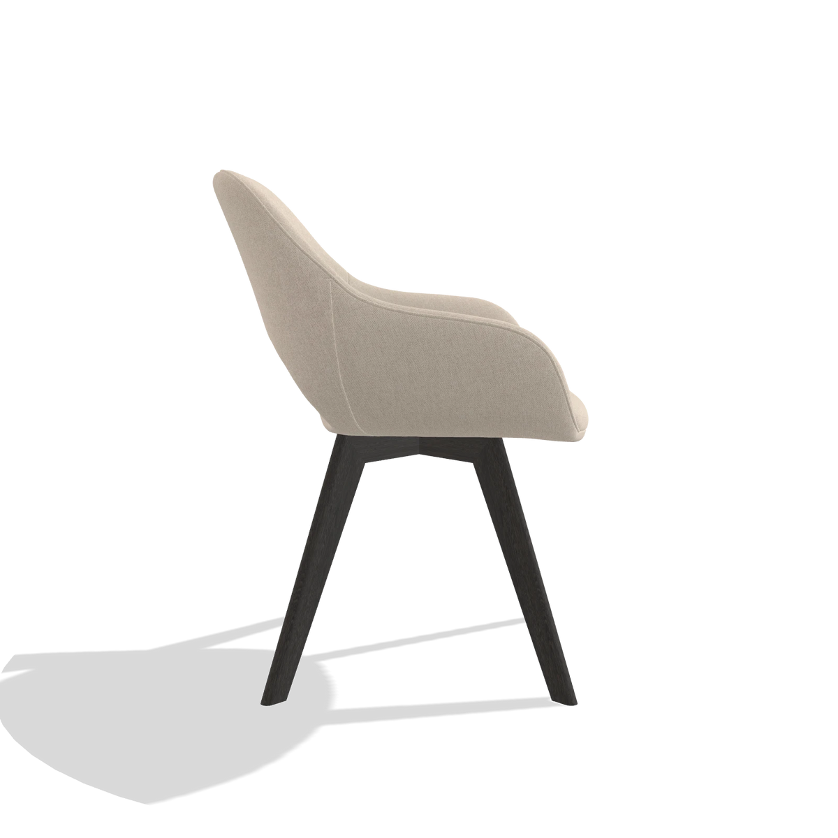 Dining Chair Marino 6608 in Guard 05 fabric (light grey), tobacco legs, side view