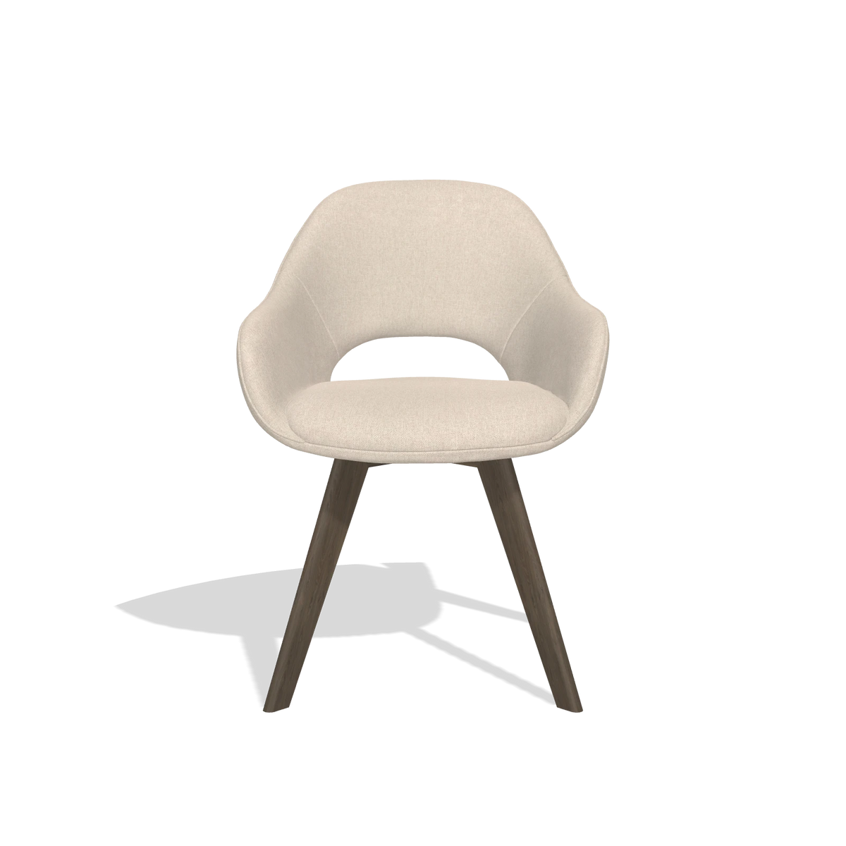 Dining Chair Marino 6608 in Guard 05 fabric (light grey), walnut legs, front view