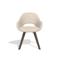 Dining Chair Marino 6608 in Guard 05 fabric (light grey), walnut legs, front view