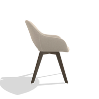 Dining Chair Marino 6608 in Guard 05 fabric (light grey), walnut legs, side view