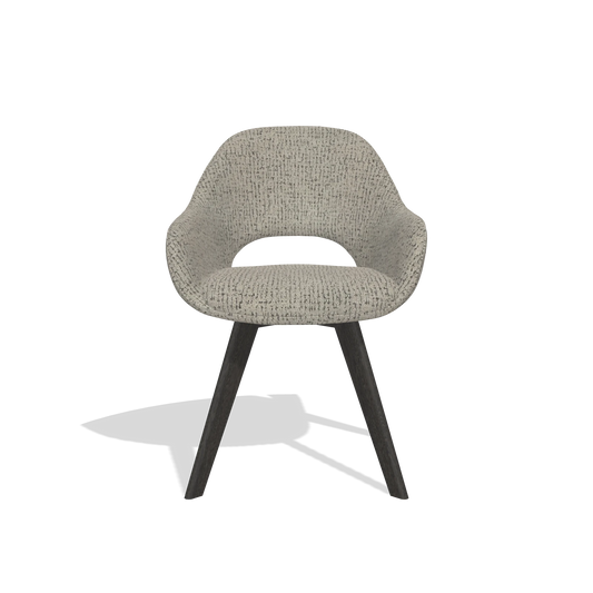 Chaise de salle à manger Marino 6608 en tissu Horta 01 (gris), pieds en tabac, vue de face