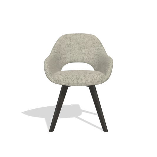 Chaise de salle à manger Marino 6608 en tissu Horta 05 (grège), pieds en tabac, vue de face