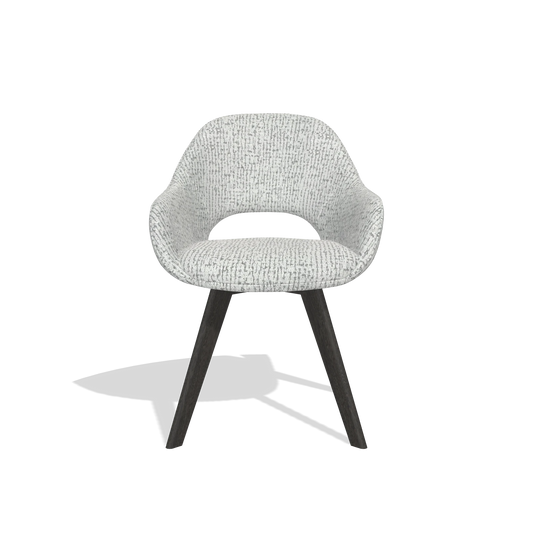 Chaise de salle à manger Marino 6608 en tissu Horta 101 (gris clair), pieds en tabac, vue de face